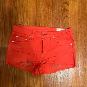 rag and bone red denim jean shorts